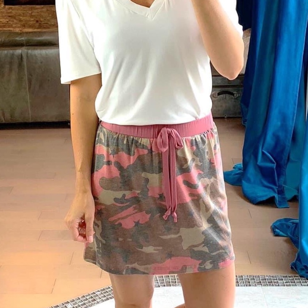 🎉HP🎉 Crescent Camouflage Star Pull On Skirt 💗 Mauve Pink & Gray - Picture 5 of 15
